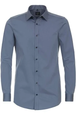 Venti Body Fit Hemd Blau, Einfarbig