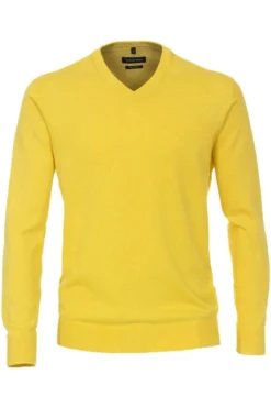 Casa Moda Casual Casual Fit Herren Pullover V-Ausschnitt Gelb