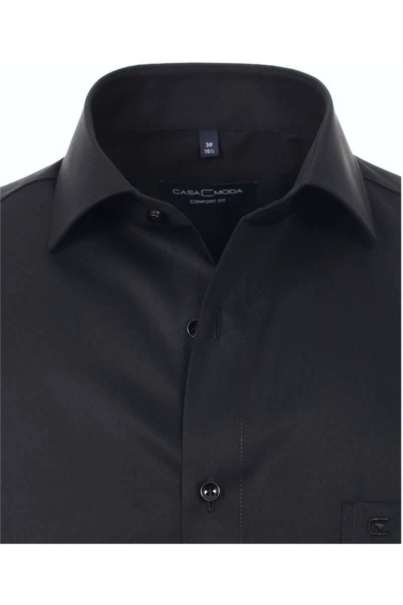 Casa Moda Comfort Fit Hemd Schwarz, Einfarbig 2 Casa Moda Comfort Fit Hemd Schwarz, Einfarbig – Bild 2