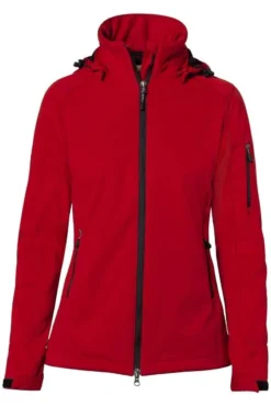 HAKRO 248 Regular Fit Damen SoftshelljackeKapuze (abnehmbar) Rot