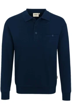 HAKRO 457 Comfort Fit Longsleeve Poloshirt Nachtblau, Einfarbig