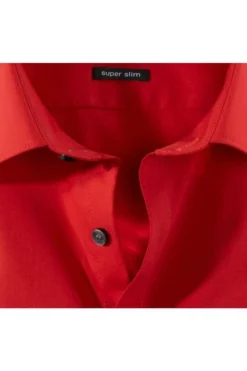 OLYMP No. Six Super Slim Hemd Rot, Einfarbig -Ausgewählte Bekleidungsgeschäfte 0466 64 35 4 800 1200x1200