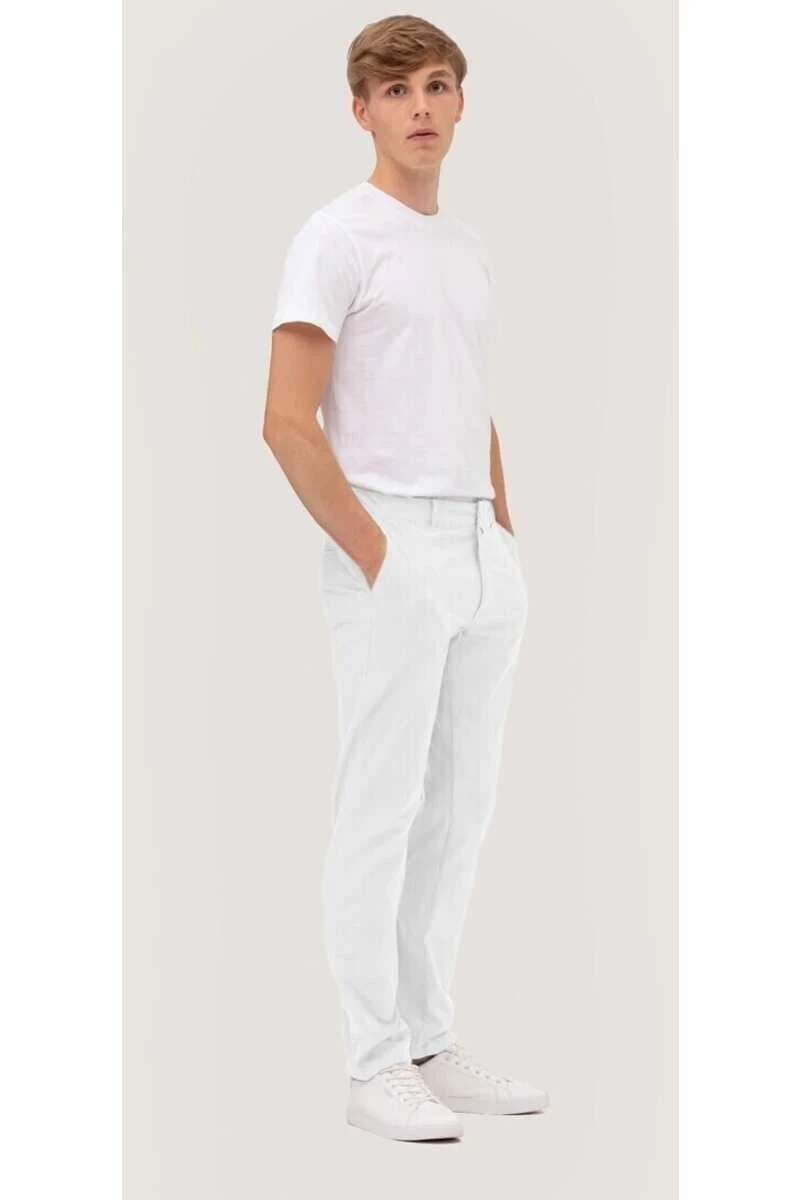 HAKRO Regular Fit Herren Chino Weiss,Einfarbig 2 HAKRO Regular Fit Herren Chino Weiss,Einfarbig – Bild 2