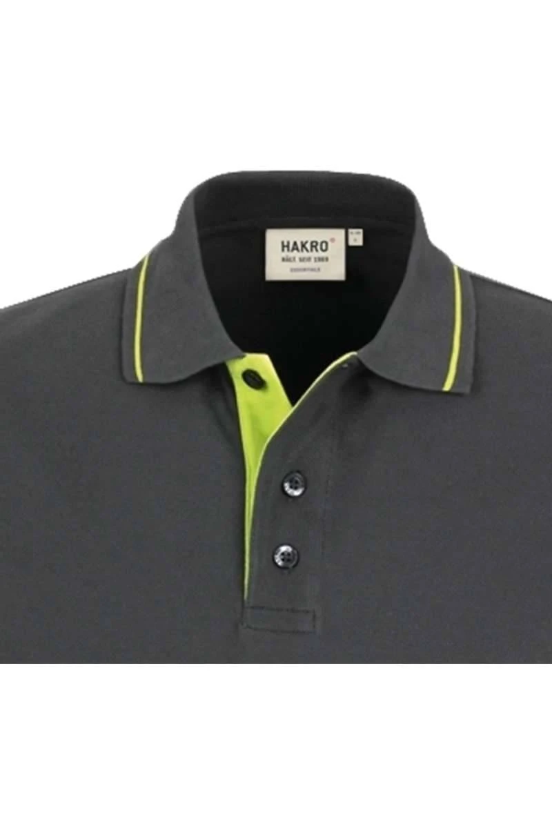 HAKRO 803 Comfort Fit Poloshirt Anthrazit/kiwi, Zweifarbig 2 HAKRO 803 Comfort Fit Poloshirt Anthrazit/kiwi, Zweifarbig – Bild 2