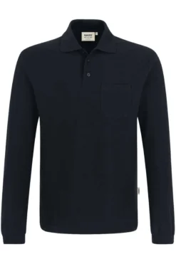 HAKRO 809 Comfort Fit Longsleeve Poloshirt Schwarz, Einfarbig