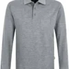 HAKRO 809 Comfort Fit Longsleeve Poloshirt Grau, Meliert