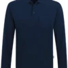 HAKRO 809 Comfort Fit Longsleeve Poloshirt Nachtblau, Einfarbig
