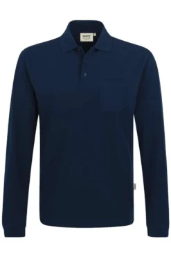 HAKRO 809 Comfort Fit Longsleeve Poloshirt Nachtblau, Einfarbig
