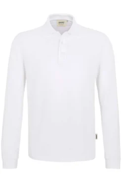 HAKRO 815 Comfort Fit Longsleeve Poloshirt Weiss, Einfarbig