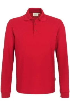 HAKRO 815 Comfort Fit Longsleeve Poloshirt Rot, Einfarbig