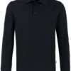 HAKRO 815 Comfort Fit Longsleeve Poloshirt Schwarz, Einfarbig