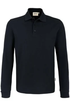 HAKRO 815 Comfort Fit Longsleeve Poloshirt Schwarz, Einfarbig