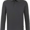 HAKRO 815 Comfort Fit Longsleeve Poloshirt Anthrazit, Einfarbig