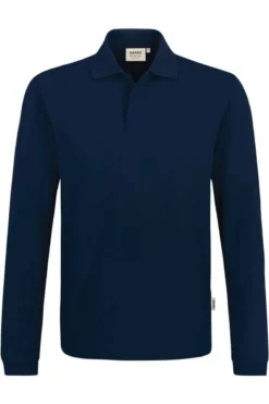 HAKRO 821 Comfort Fit Longsleeve Poloshirt Nachtblau, Einfarbig