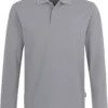 HAKRO 821 Comfort Fit Longsleeve Poloshirt Grau, Einfarbig