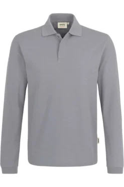 HAKRO 821 Comfort Fit Longsleeve Poloshirt Grau, Einfarbig