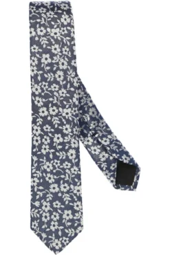 Venti Krawatte 100% Seide Dunkelblau/weiss, Gemustert