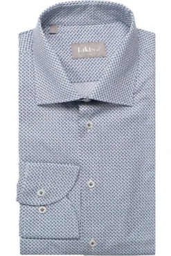 Fakts Slim Fit Hemd Blau, Gemustert