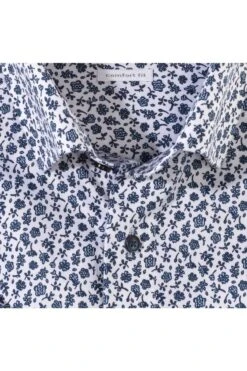 OLYMP Luxor Comfort Fit Hemd Weiss/blau, Blumen -Ausgewählte Bekleidungsgeschäfte 1190 72 11 2 800 1200x1200
