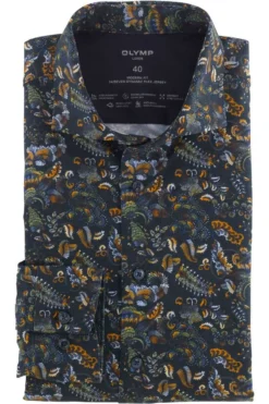 OLYMP Luxor 24/Seven Modern Fit Jerseyhemd Hellblau, Gemustert