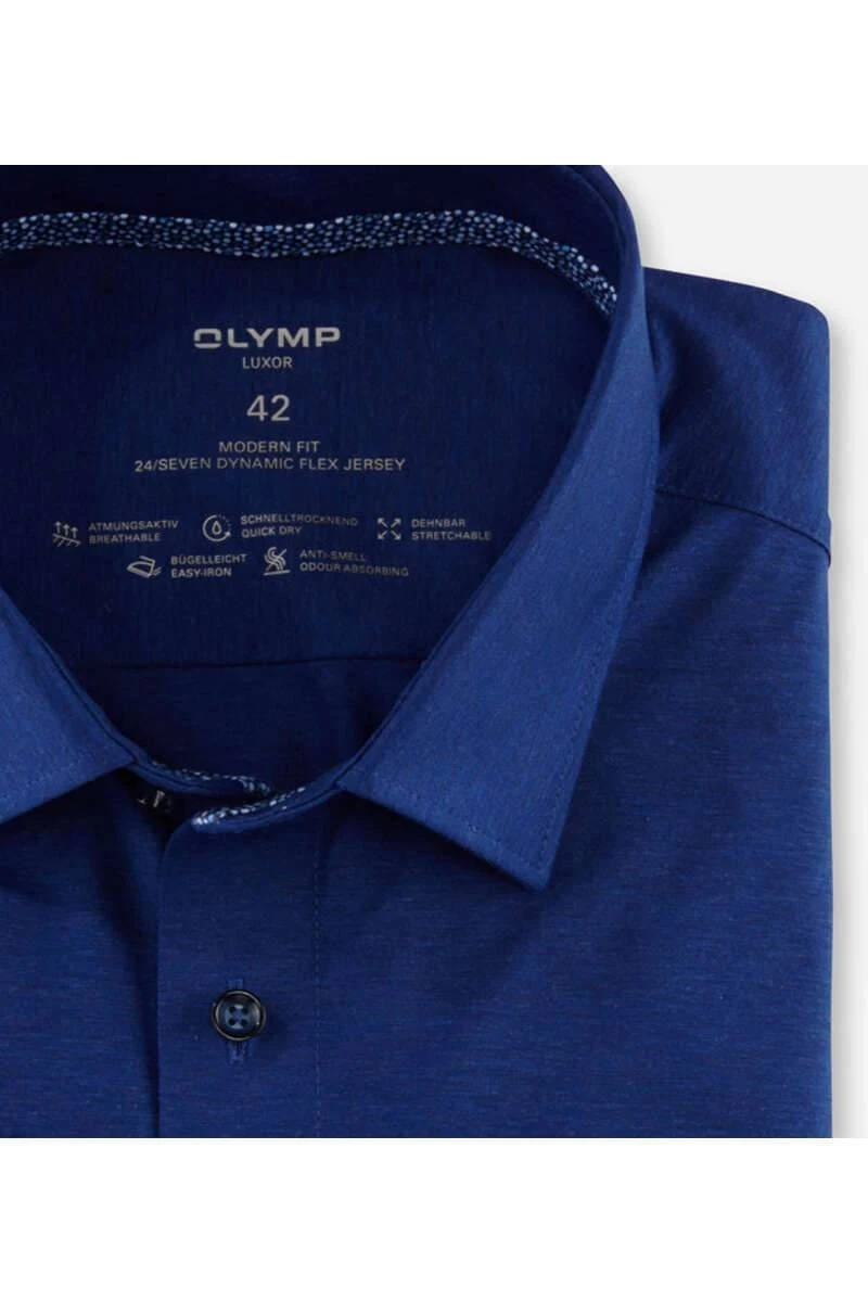 OLYMP Luxor 24/Seven Dynamic Flex Modern Fit Jerseyhemd Dunkelblau, Einfarbig 2 OLYMP Luxor 24/Seven Dynamic Flex Modern Fit Jerseyhemd Dunkelblau, Einfarbig – Bild 2