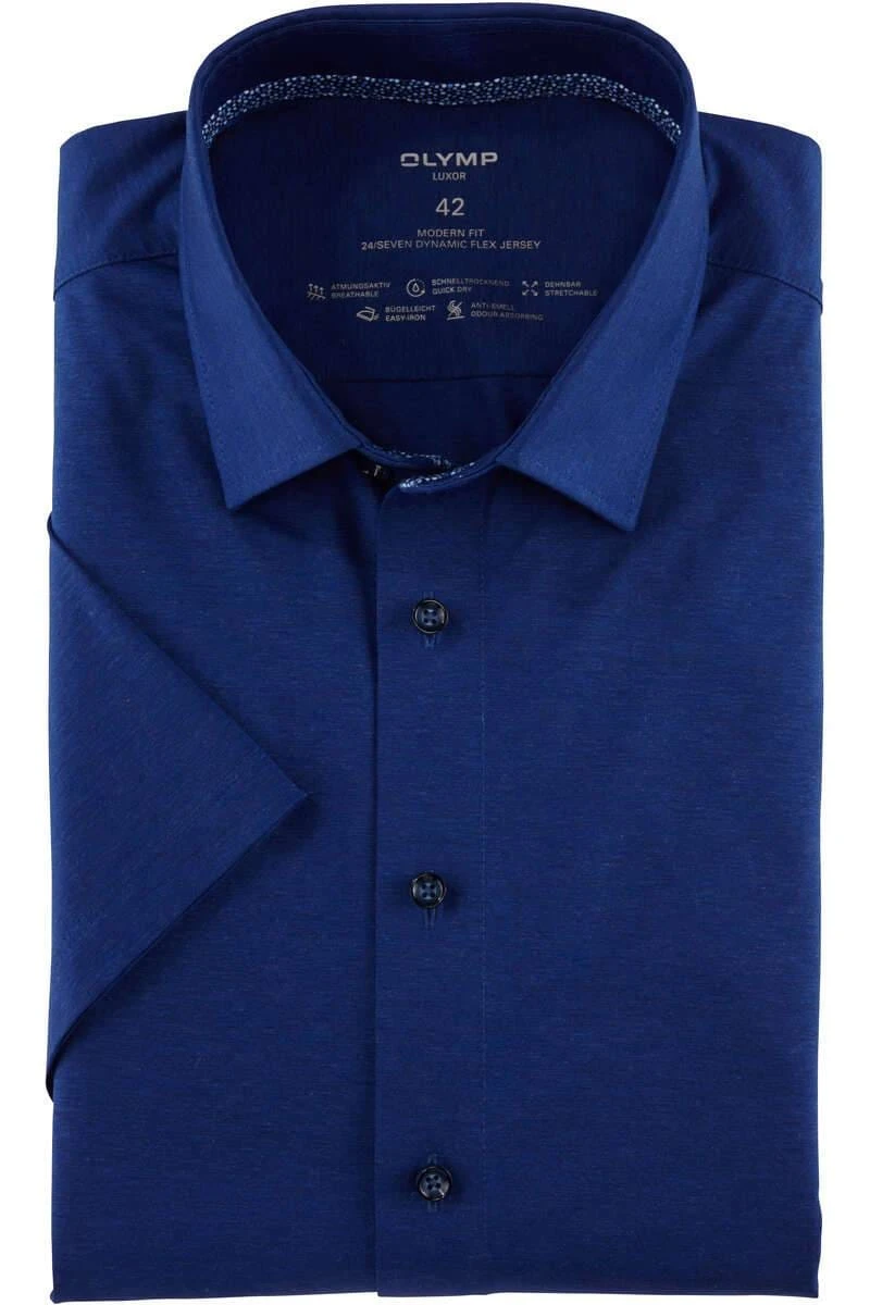 OLYMP Luxor 24/Seven Dynamic Flex Modern Fit Jerseyhemd Dunkelblau, Einfarbig 1 OLYMP Luxor 24/Seven Dynamic Flex Modern Fit Jerseyhemd Dunkelblau, Einfarbig