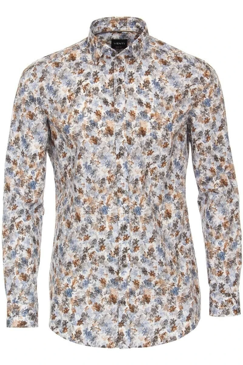 Venti Body Fit Hemd Weiss/blau, Gemustert 1 Venti Body Fit Hemd Weiss/blau, Gemustert