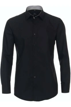 Venti Modern Fit Hemd Schwarz, Einfarbig