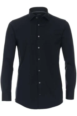 Venti Jerseyflex Modern Fit Jerseyhemd Navy, Einfarbig