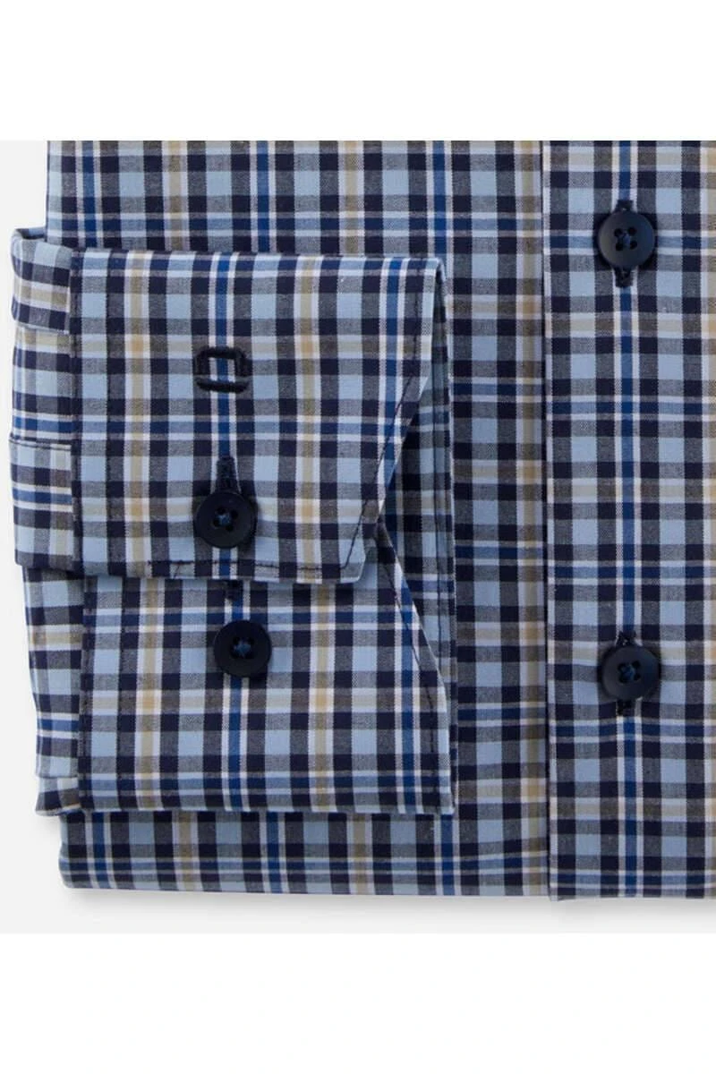 OLYMP Luxor 24/Seven Dynamic Flex Modern Fit Hemd Blau/braun, Kariert 3 OLYMP Luxor 24/Seven Dynamic Flex Modern Fit Hemd Blau/braun, Kariert – Bild 3