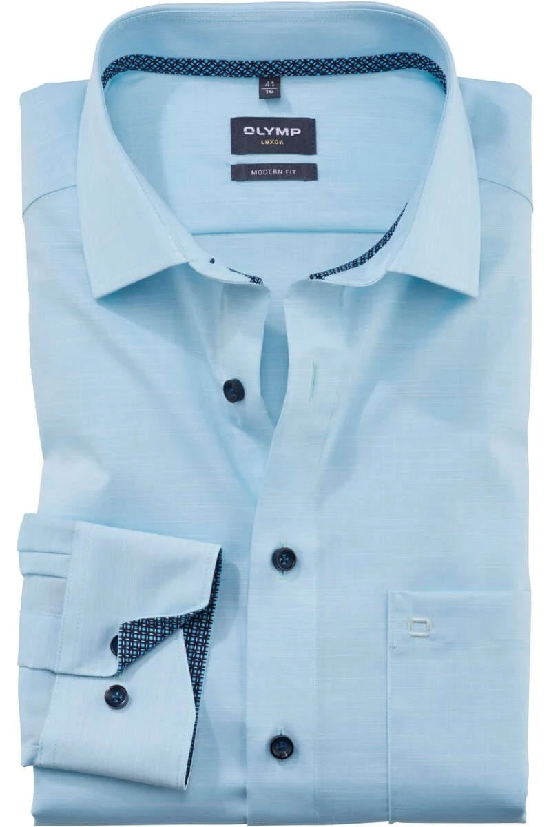 OLYMP Luxor Modern Fit Hemd Aqua, Einfarbig 1 OLYMP Luxor Modern Fit Hemd Aqua, Einfarbig