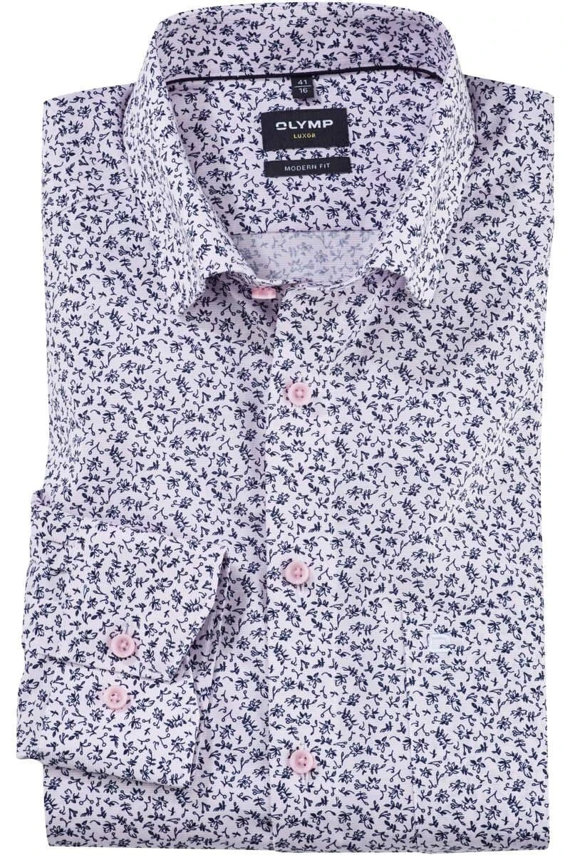 OLYMP Luxor Modern Fit Hemd Blau/rose, Paisley 1 OLYMP Luxor Modern Fit Hemd Blau/rose, Paisley