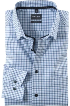 OLYMP Luxor Modern Fit Hemd Bleu, Kariert