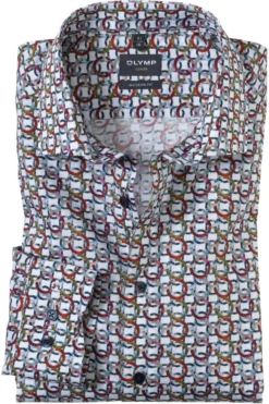OLYMP Luxor Modern Fit Hemd Dunkelrot, Gemustert