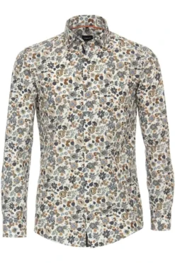 Venti Modern Fit Hemd Weiss, Blumen