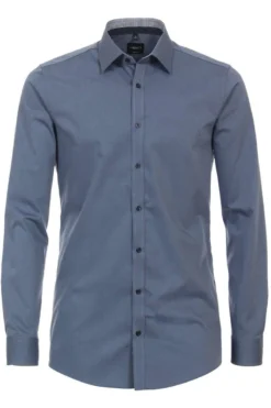 Venti Body Fit Hemd Blau, Einfarbig