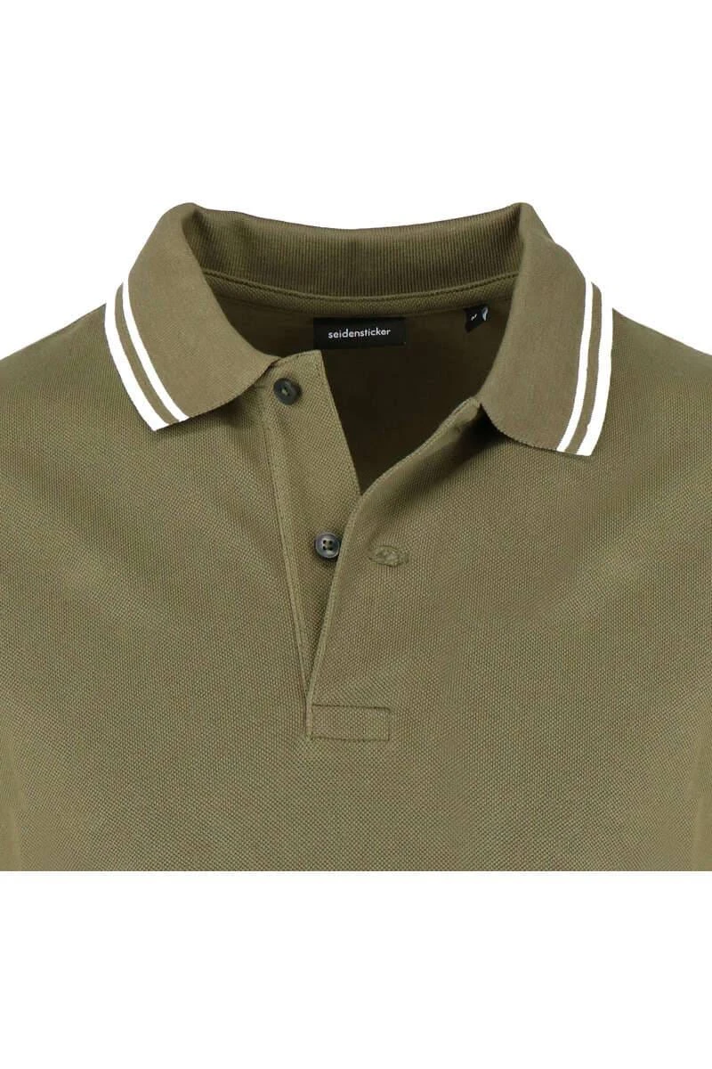 Seidensticker Regular Fit Poloshirt Oliv, Einfarbig 2 Seidensticker Regular Fit Poloshirt Oliv, Einfarbig – Bild 2
