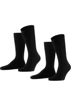 FALKE Swing Herren Socken Doppelpackschwarz, Einfarbig
