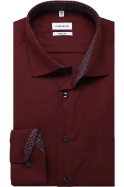 Seidensticker Regular Fit Hemd Dunkelrot, Einfarbig