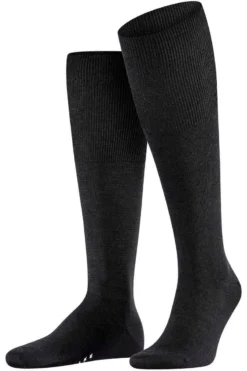FALKE Airport Kniestrümpfe Schwarz, Einfarbig