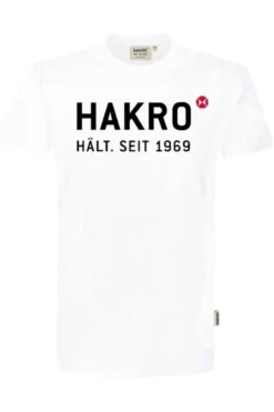 HAKRO Regular Fit T-Shirt Rundhals Weiss,bedruckt