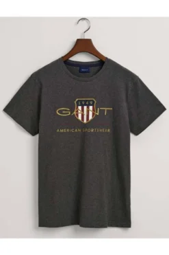 GANT Regular Fit T-Shirt Rundhals Dunkelgrau,Einfarbig
