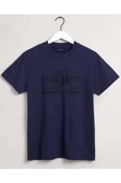 GANT Regular Fit T-Shirt Rundhals Dunkelblau,Einfarbig