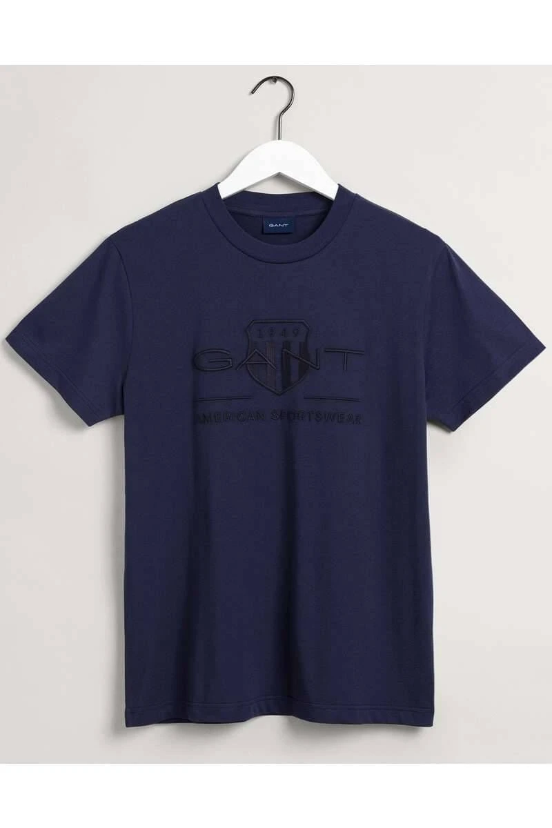 GANT Regular Fit T-Shirt Rundhals Dunkelblau,Einfarbig 1 GANT Regular Fit T-Shirt Rundhals Dunkelblau,Einfarbig