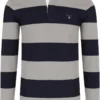 GANT Regular Fit Longsleeve Poloshirt Grau/blau, Querstreifen