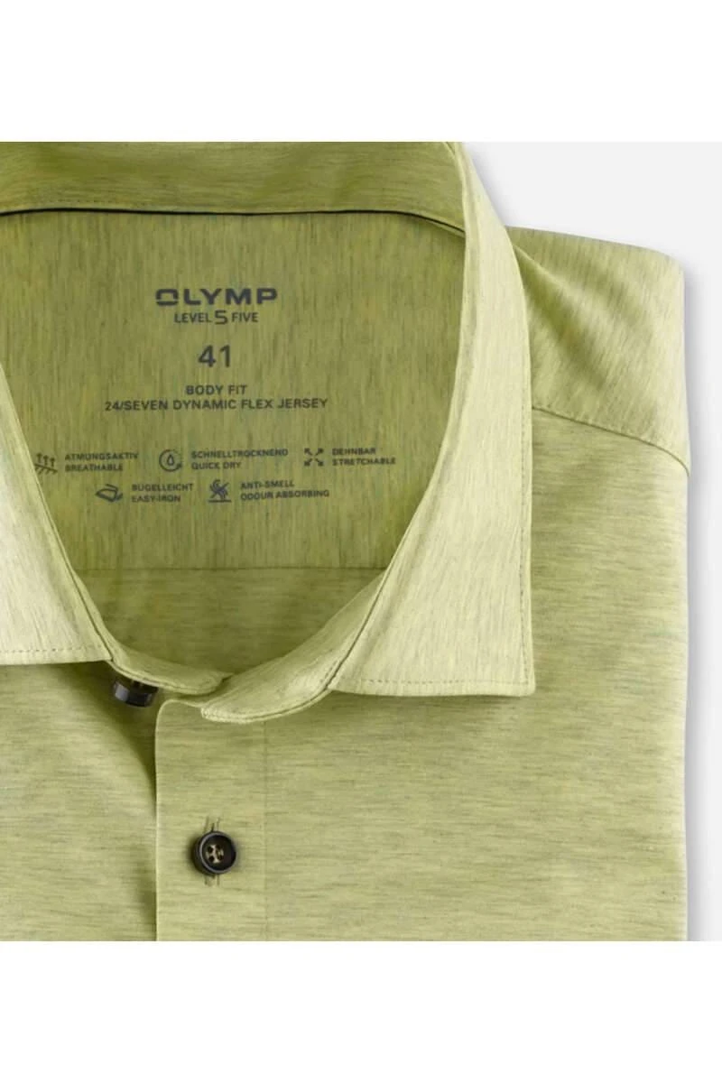 OLYMP Level Five 24/Seven Dynamic Flex Body Fit Jerseyhemd Hellgrün, Einfarbig 2 OLYMP Level Five 24/Seven Dynamic Flex Body Fit Jerseyhemd Hellgrün, Einfarbig – Bild 2