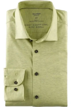 OLYMP Level Five 24/Seven Dynamic Flex Body Fit Jerseyhemd Hellgrün, Einfarbig