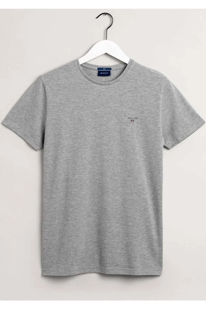 GANT Regular Fit T-Shirt Polokragen Grau,Einfarbig 1 GANT Regular Fit T-Shirt Polokragen Grau,Einfarbig