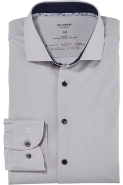 OLYMP Level Five 24/Seven Dynamic Flex Body Fit Hemd Beige, Einfarbig