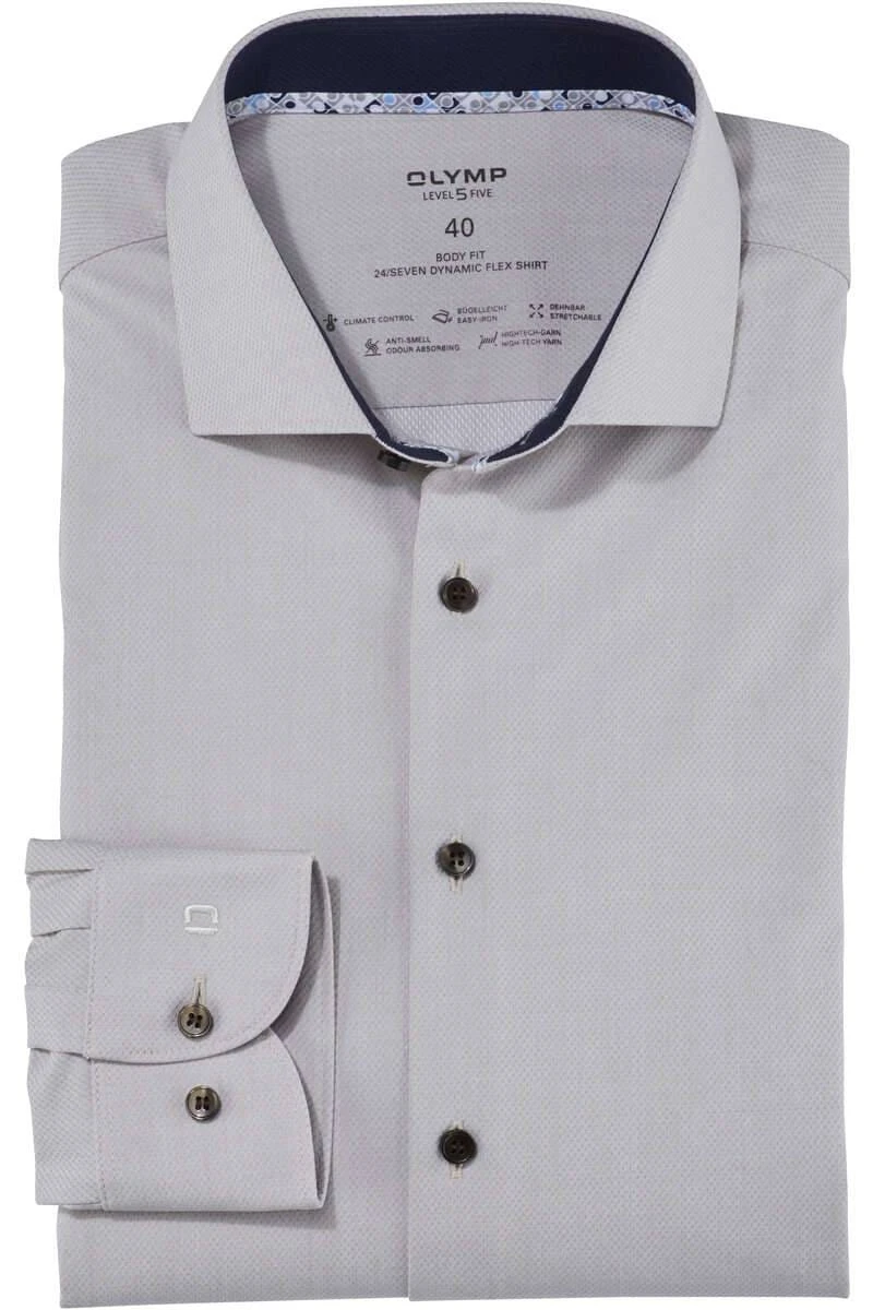 OLYMP Level Five 24/Seven Dynamic Flex Body Fit Hemd Beige, Einfarbig 1 OLYMP Level Five 24/Seven Dynamic Flex Body Fit Hemd Beige, Einfarbig